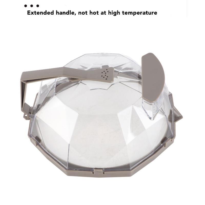 Microwave Splash Heating Cover PC Food Splatter Guard With Extension Handle For Kitchen Cooking Brown