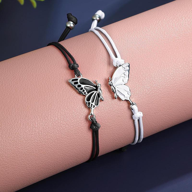 1Pair Butterfly Matching Adjustable Bracelets For Women Men Handmade Woven Friendship Bracelets Jewelry Accessories Gifts