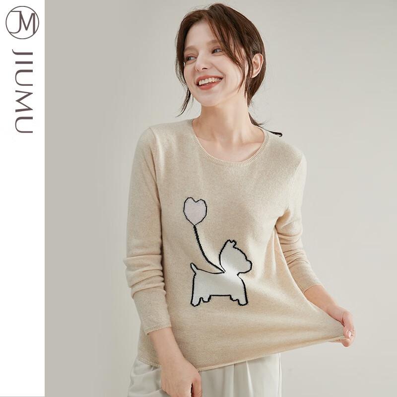 JIUMU Women's Cashmere Crew Neck Sweater YR010