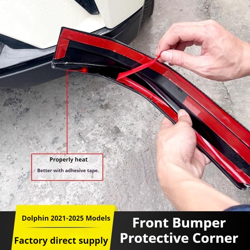 For BYD Dolphin 2021‑2025 Version Front Bumper Anti Collision Strip Decor Trim Front Spoiler Corner Guard Exterior Modification