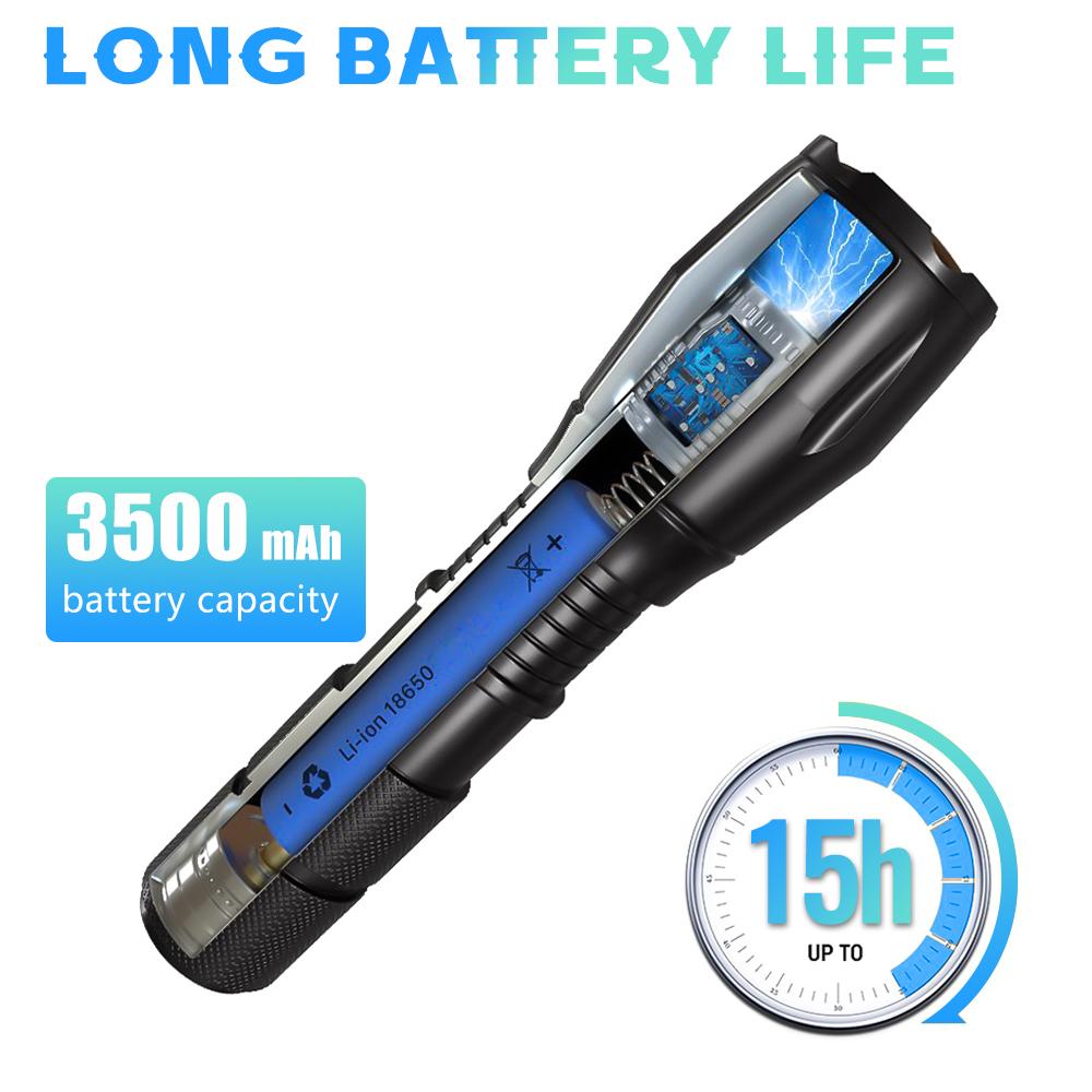 Powerful LED Flashlight Working Night Portable 5th Gear Zoom IPX65 Waterproof Torch for Outdoor Camping Tactical Flash Light