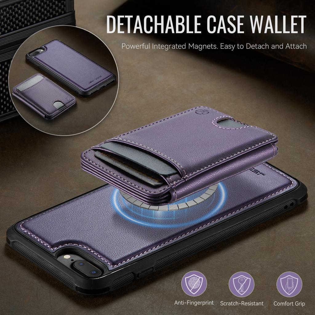 For iPhone 8 Plus 5.5 inch/iPhone 7 Plus 5.5 inch Magnetic Case JEEHOOD J10 Leather Back Phone Cover with Detachable Card Holder Kickstand