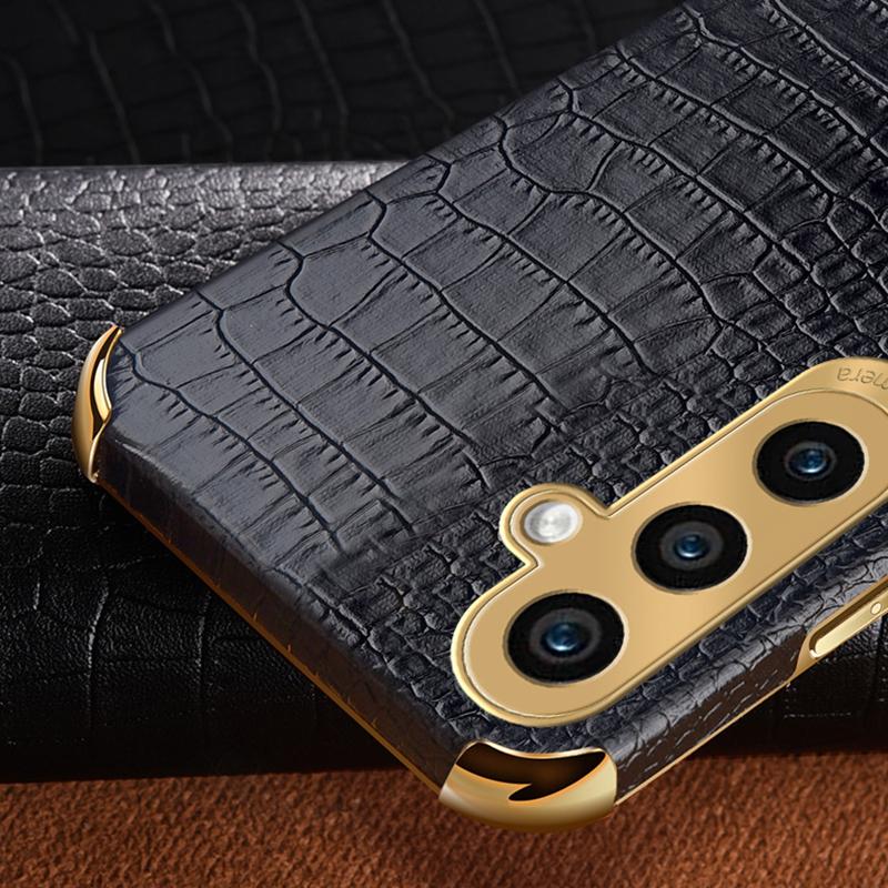 For Samsung Galaxy A15 4G/5G Case Crocodile Texture Electroplated Phone Cover with Kickstand