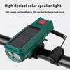 USB-wiederaufladbare Solar-Fahrradbeleuchtung mit Leistungsanzeige Berg-Rennrad-Frontleuchte Integriertes Horn Taschenlampe für Radfahren