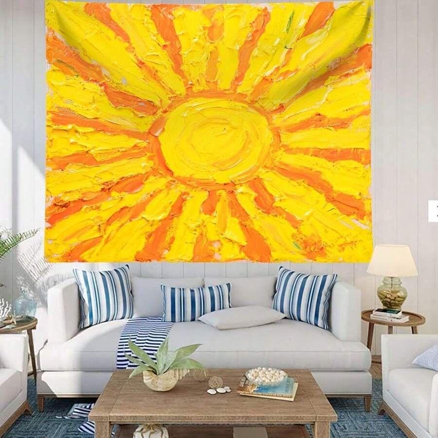 Tapestry, thick oil on canvas, with a solar theme 75x100 чёрный