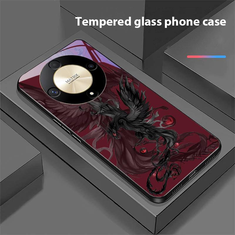 Schwarze Cartoon Dapeng Hülle für Honor Magic 6 50 70 90 Lite X7b 200 Pro Nova 10 Nova 5T X6 P30 Pura 70 Ultra Gehärtetes Glas Handyhülle
