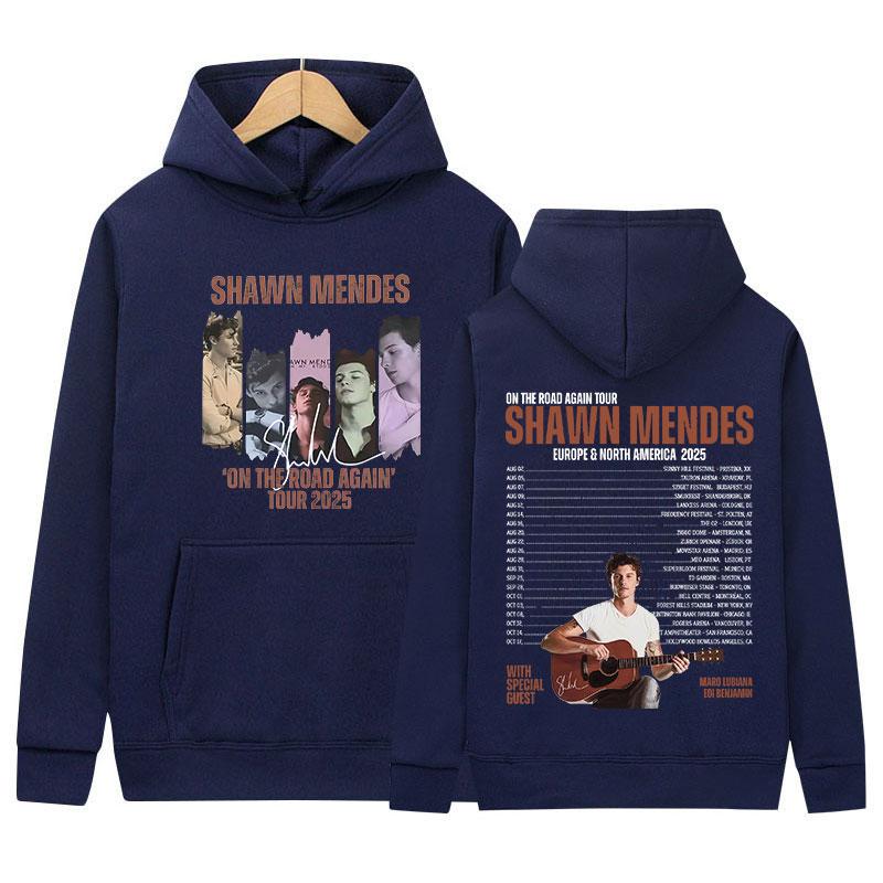 Singer Shawn Mendes On The Road Again Tour 2025 Album Hoody Mens Vintage Aesthetic Sweatshirt Fashion High Quality Fleece Hoodie