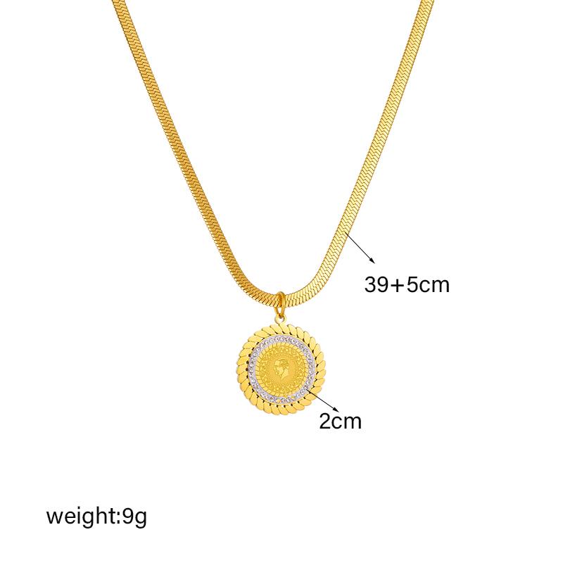 DIEYURO 316L Stainless Steel Round Portrait Pendant Necklace For Women Girl New Trend Clavicle Chain Jewelry Gift Party Bijoux