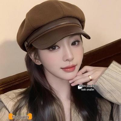 Y2K Retro Octagonal Women's Slimming Beret - Autumn/Winter Warm Literary Duckbill Hat