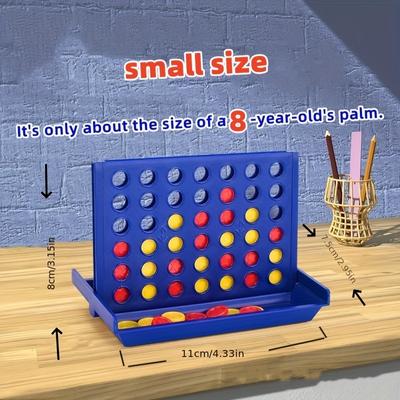 Conecta 4 Clásico Portátil, Juego de 4 en Raya de 10,16 cm, Juegos de Mesa de Estrategia Para Niños, 2 Jugadores Para Familia y Niños, A Partir de 6 Años