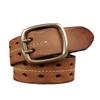 Vintage Style Double-Stitched Copper Buckle Men's Genuine Leather Belt