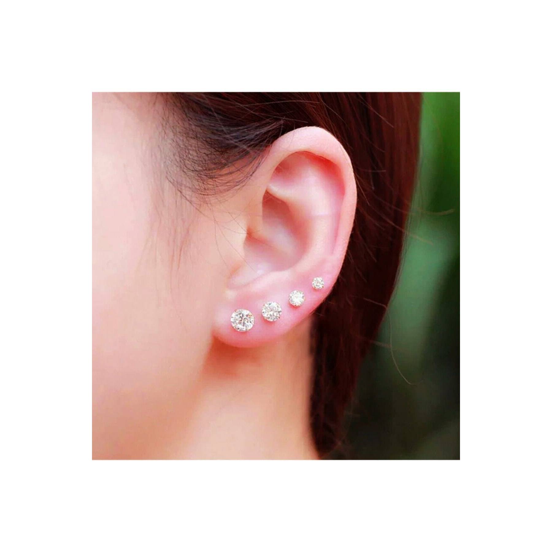 

Women s 4 Pairs of 925 Sterling Silver Single Stone Earrings
