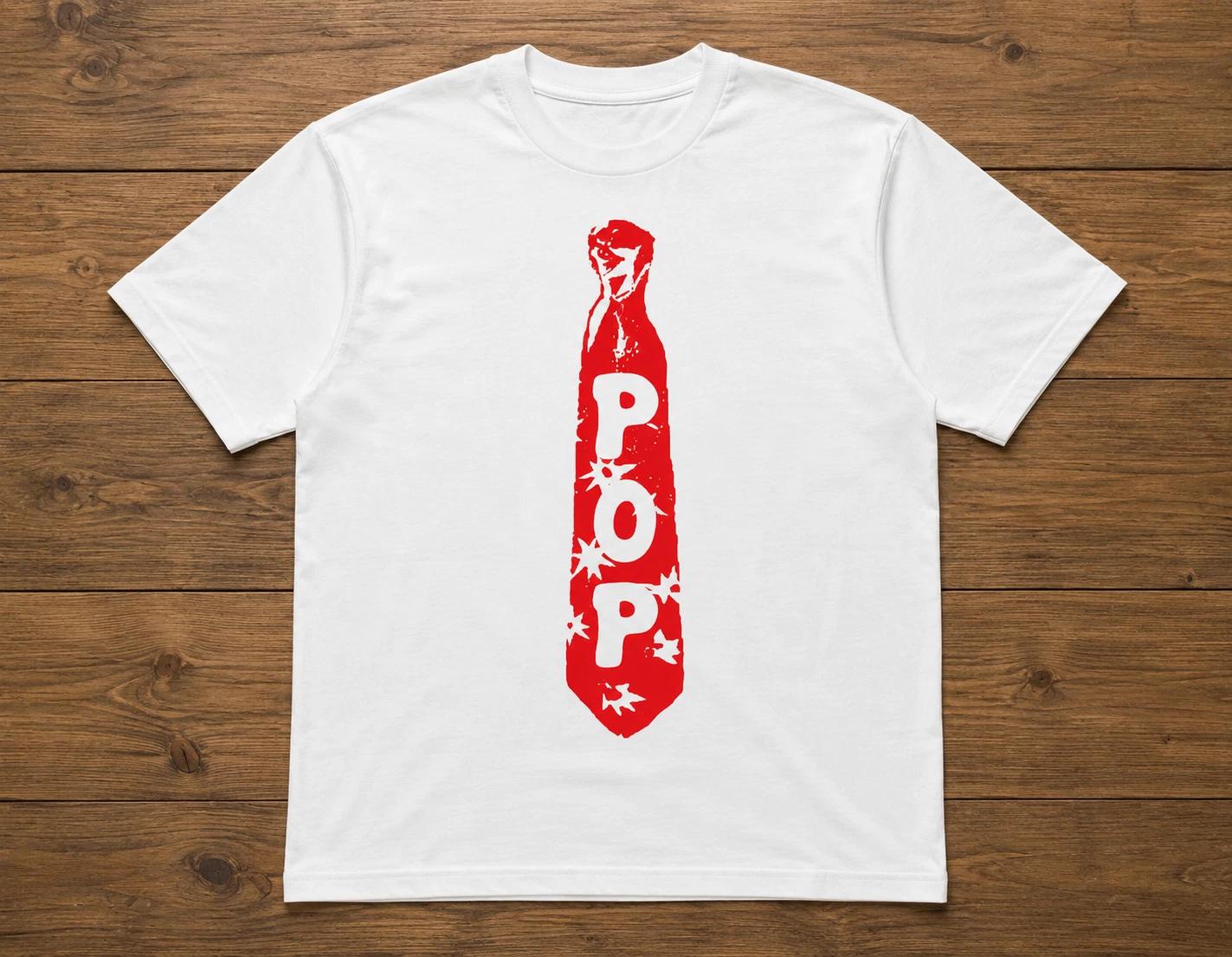 Funny Trompe L oeil Tie T-Shirt Y2K Indie Sleaze Aesthetic POP Graphic White Tee XL