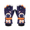 Children's Winter Skiing Gloves Astronaut Five Finger Thickened Windproof and Warm Cycling Gloves for Primary School Students Touch Screen Cartoon