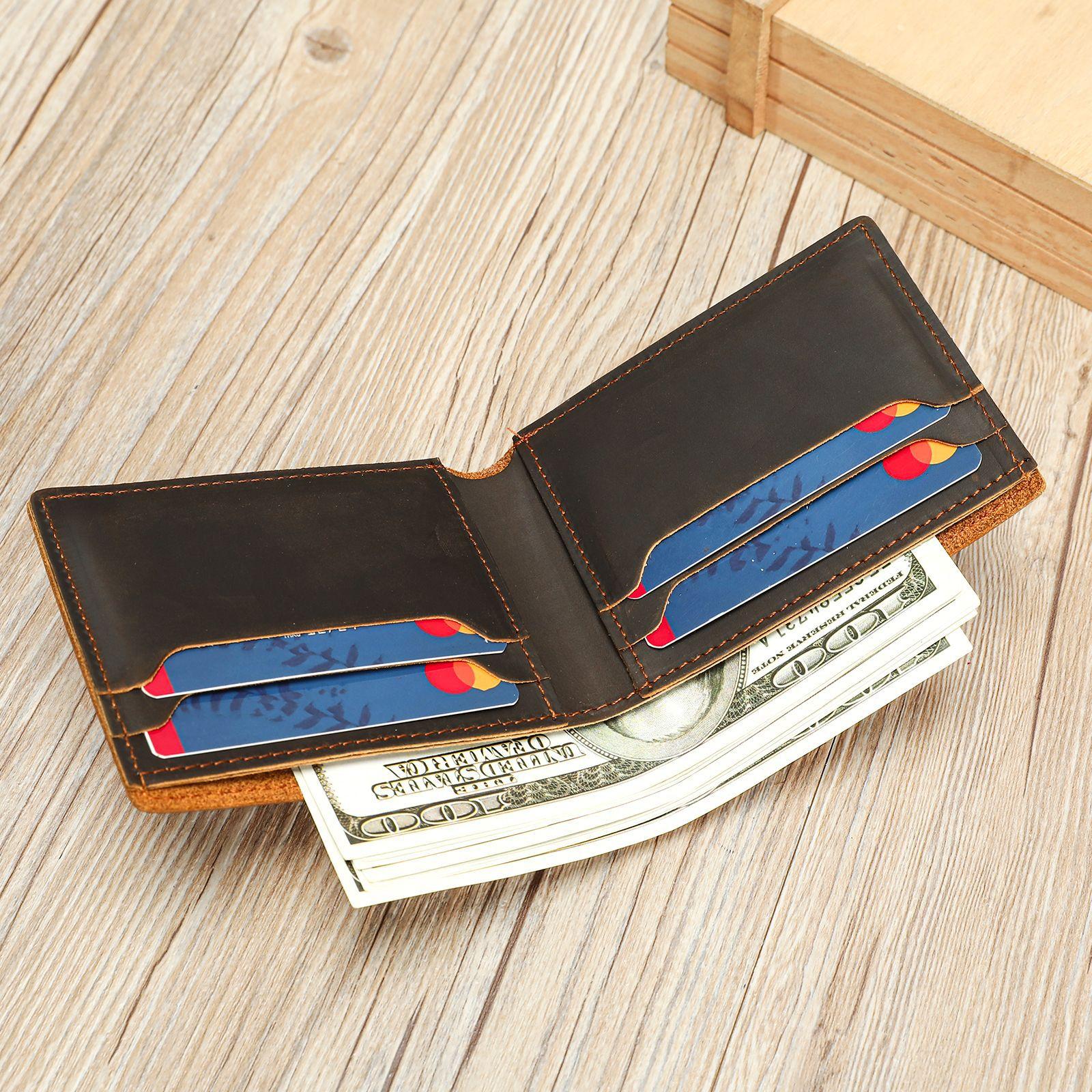 

Ретро кошелек из кожи Crazy Horse, многофункциональная сумка, кошелек со слотами, высококлассный картхолдер, кошелек для монет One Size темный кофе