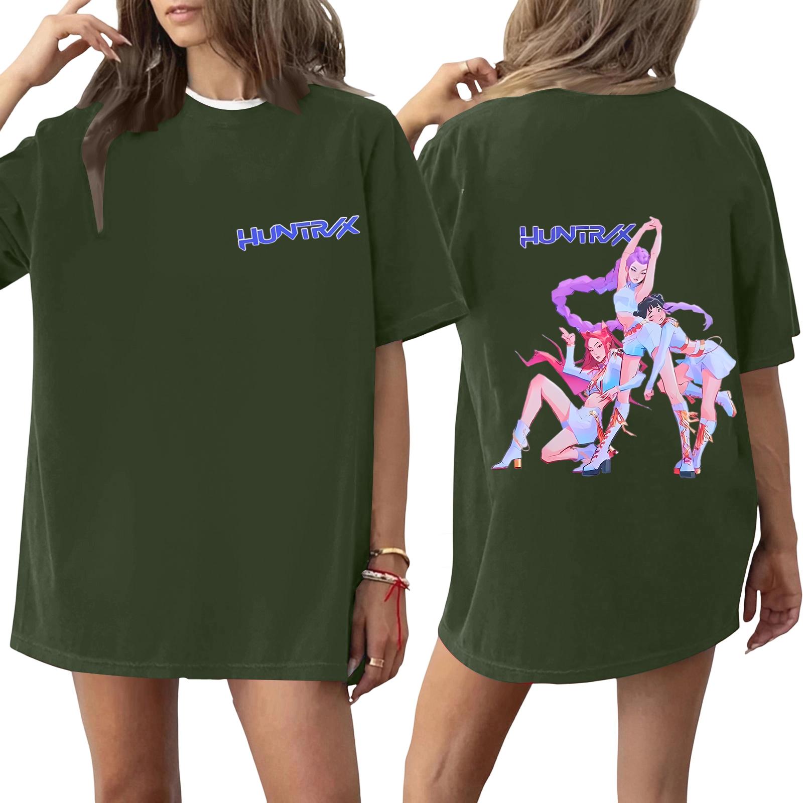 

Women s Fashionable Casual Short Sleeved Printed T-Shirt Round Neck Top L армия зеленый