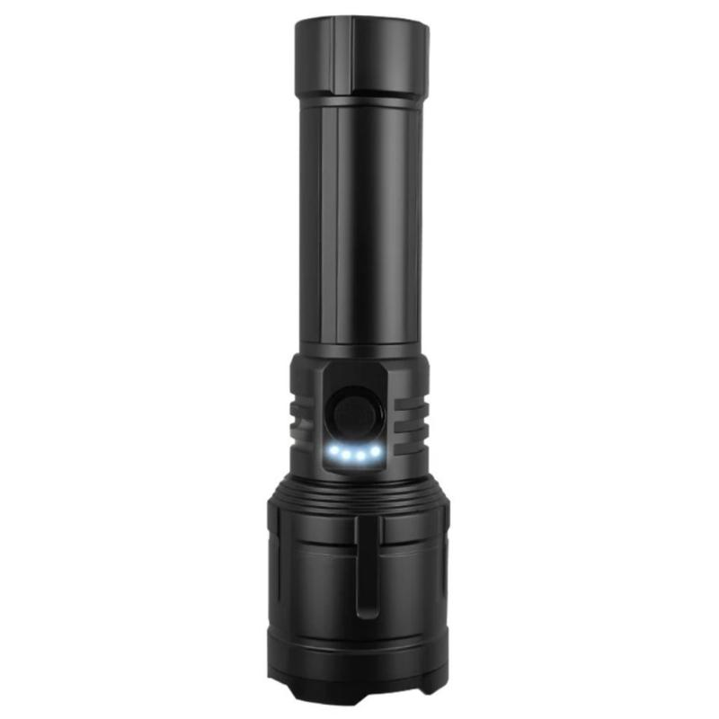 

Перезаряжаемый масштабируемый фонарик с поджигом пламени, белым лазерным сердечником, 4-уровневым индикатором мощности и линзой Френеля для кемпинга на открытом воздухе black
