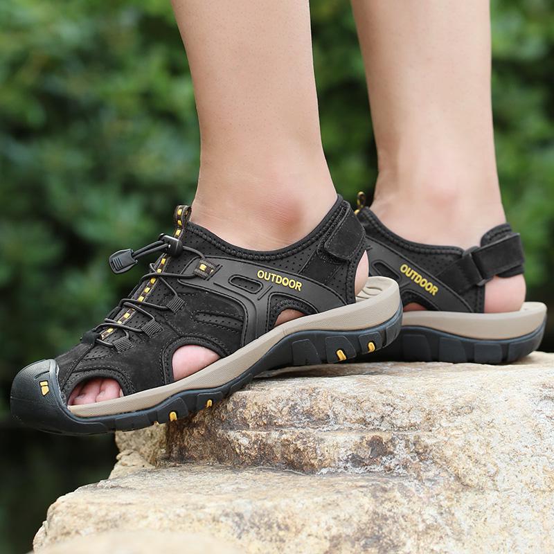 Sommer Outdoor Sandalen für Herren Atmungsaktive Wanderschuhe Wasser Strand Herren Sandalen Camping Klettern Aqua Sneaker 48 schwarz