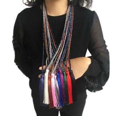 Samtfaden & Kristallperlen Quastenkette: 10-Farben Handgefertigter Damen Europäischer & Amerikanischer Lange Ketten Schmuck