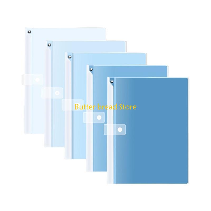 W89C 5Pcs Large File Sleeve Clear Document Organizers Filing Folder with Long Clamp