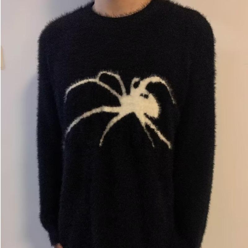 Unisex High-End Guochao Mink Velvet Spider Flocking Sweater: Loose, Niche Design Knitwear