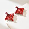 Light Luxury High-End Sense Full Diamond Alloy Geometric Earrings Temperament Fashion Exaggerated Stud Earrings Niche Design Sense