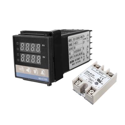 REX C100 Digitale PID Temperatuurregelaar Set met 40A SSD 1m K Thermokoppel Sensor Kabel