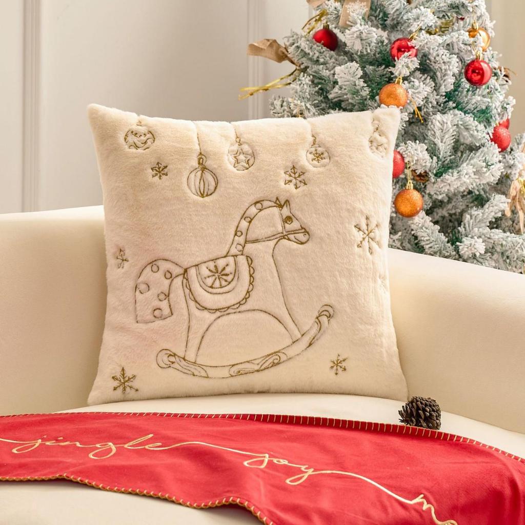 Modern Simple Christmas Embroidered Pillow Cover for Living Room Sofa