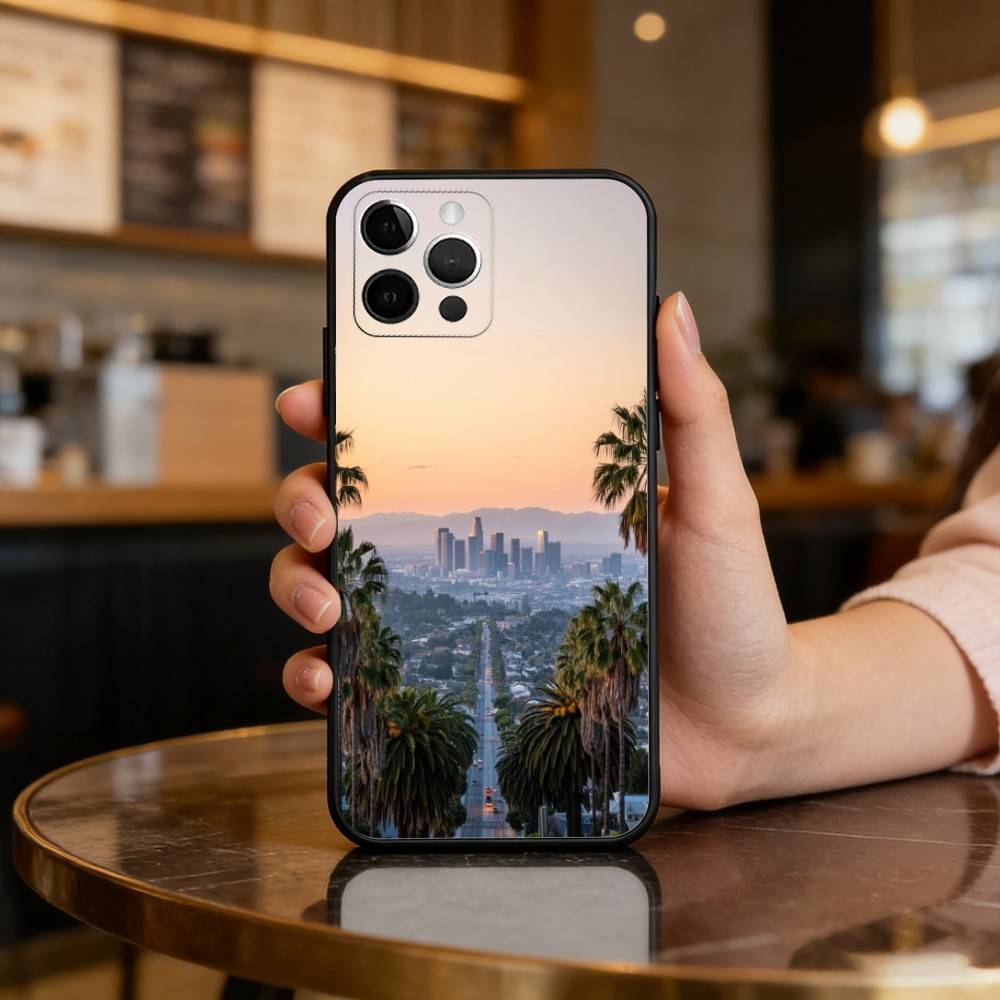 Kalifornien Reise Los Angeles Handyhülle Für iPhone 17,16,15,14,13,12,11 Plus,Pro Max,Weiches Silikon Schwarze Hülle