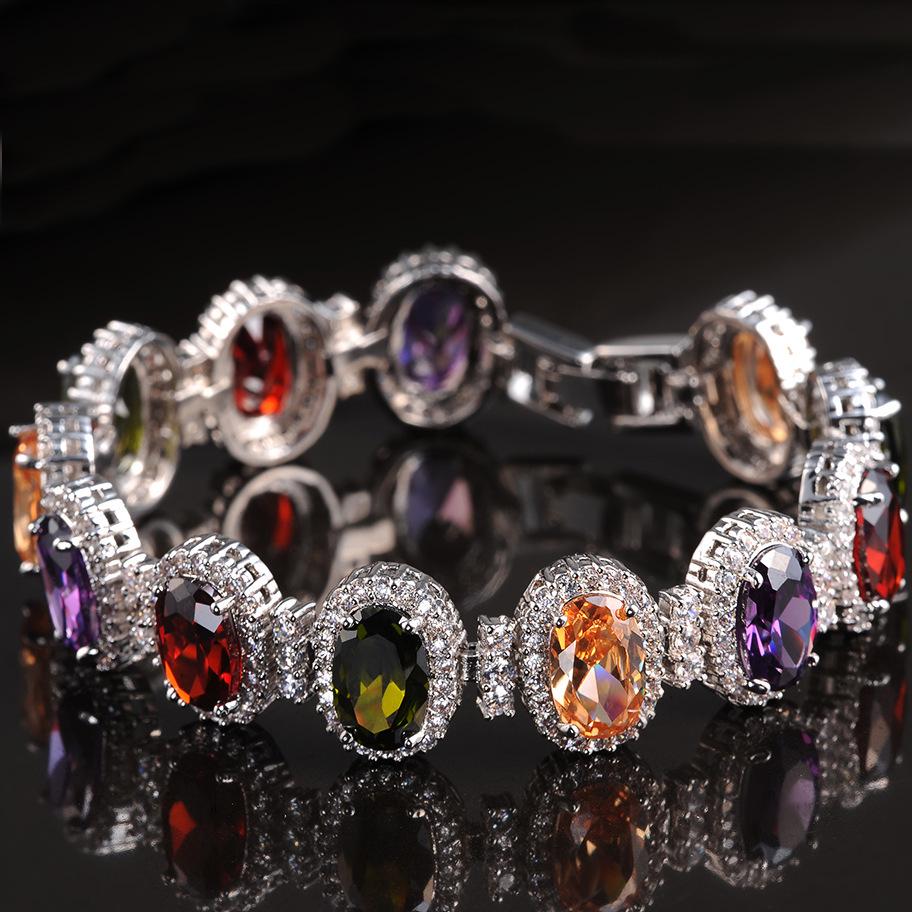 

Элегантный браслет из циркония: Полный овальный дизайн с бриллиантами для повседневного ношения и пар разноцветный