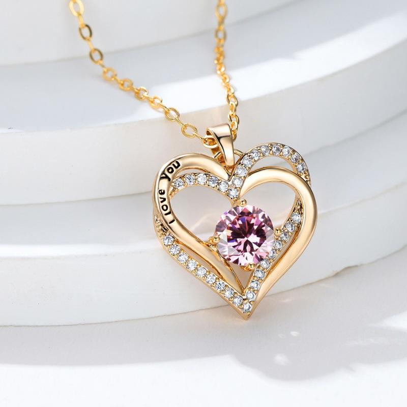 SHENI fashion micro-inlaid double heart-shaped micro-inlaid zircon confession collarbone necklace