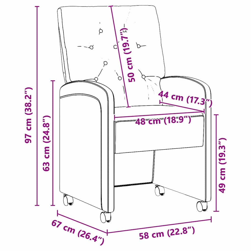 Dining Chairs with Casters 2 pcs Brown 58 x 67 x 97 cm