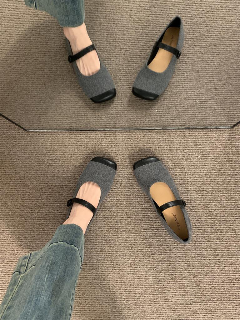 Retro late evening wind versatile Mary Jane shoes 2025 autumn new square head Korean version flat-bottomed small fragrant wind shallow mouth sin
