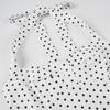 Women Summer Sweetheart Neck Polka Dot Ruffle Hem Slim Fit Sleeveless Camisole Top
