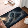 Ocean Storm Wave Rug Thickened Anti-Slip Base Entrance Hallway Anti-Slip Mat Water-Absorbent, Stain-Resistant Doormat