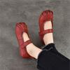 Johnature Echt Leer Zachte Zool Lage Uitsparing Platte Schoenen Comfortabele Ronde Neus Damesschoenen