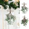 Christmas Artificial Mistletoe Hanging Decoration Frosted Artificial Mistletoe Fake Sprigs Bunches Stems For Holiday Decoration