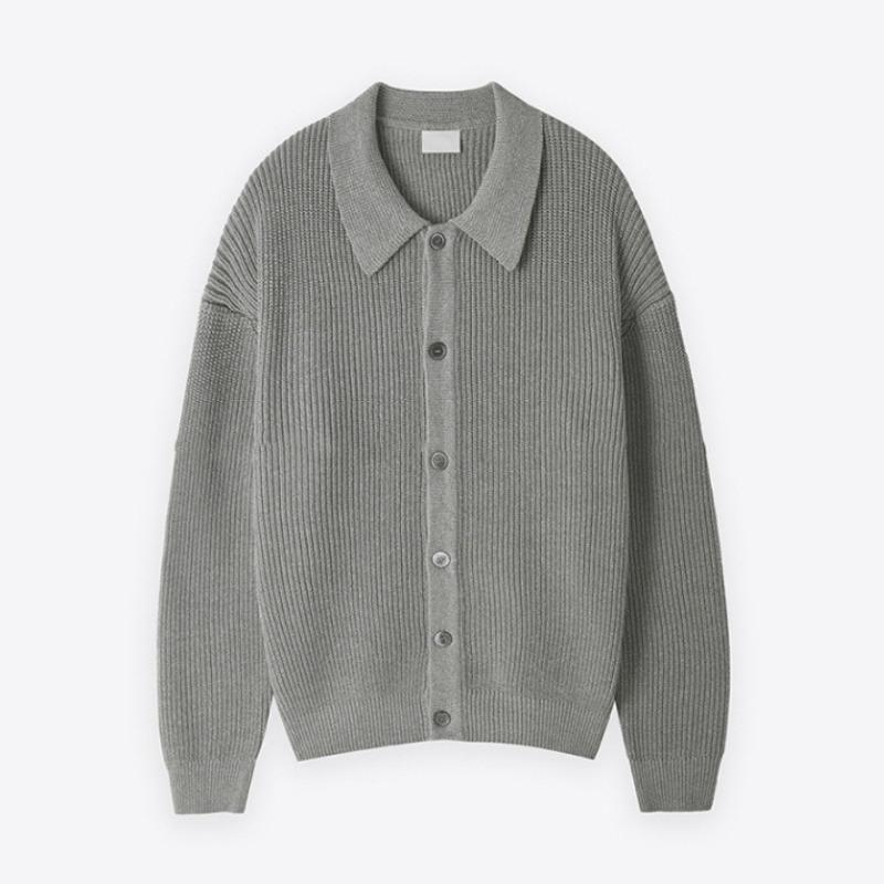 Men Spring Autumn Classic Lapel Knit Cardigan Loose Trendy Versatile Sweater Jacket