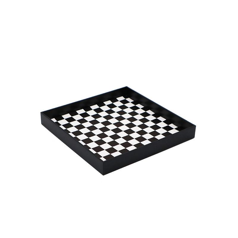 

1 шт. Шахматный лоток Офисный черно-белый настольный квадратный Лунный стиль Лоток для документов Скандинавский полумесяцеобразный лоток для хранения Дом