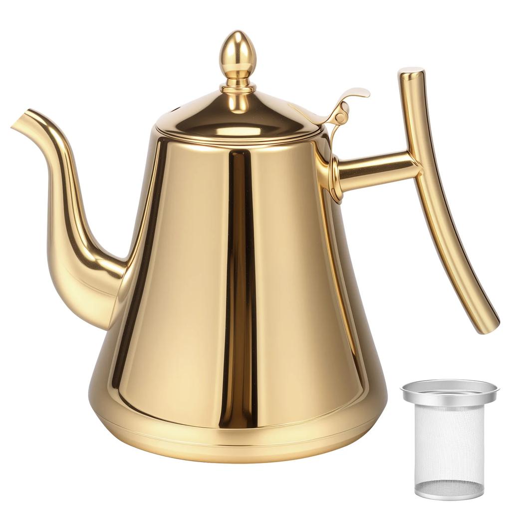 304 Stainless Steel 2L Induction Cooker Kettle Ergonomic Handle with Detachable Filter Store Restaurant Office Hot Water Kettle