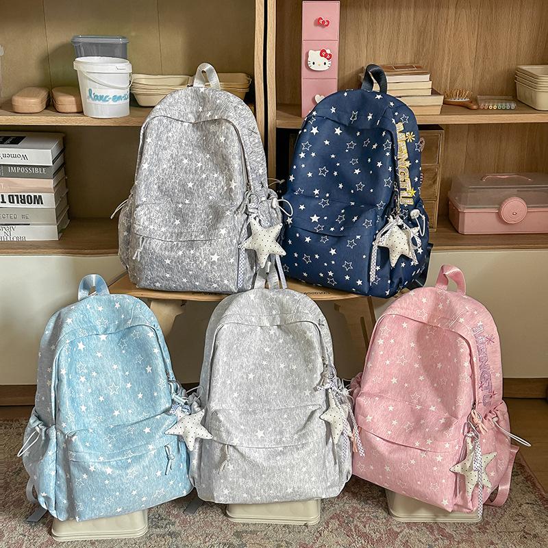 Schoolbag Korean version ins college style printed backpack female simple sweet backpack large capacity campus student lightweight schoolbag