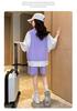 Completo estivo 2025 per bambina stile coreano con top a maniche corte e pantaloncini