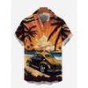 Camisa de Manga Corta de Verano para Hombre con Estampado de Motocicleta para Mujer, Camisa con Cuello, Camisa Casual de Manga Corta Hip-hop para Calle de Hombre