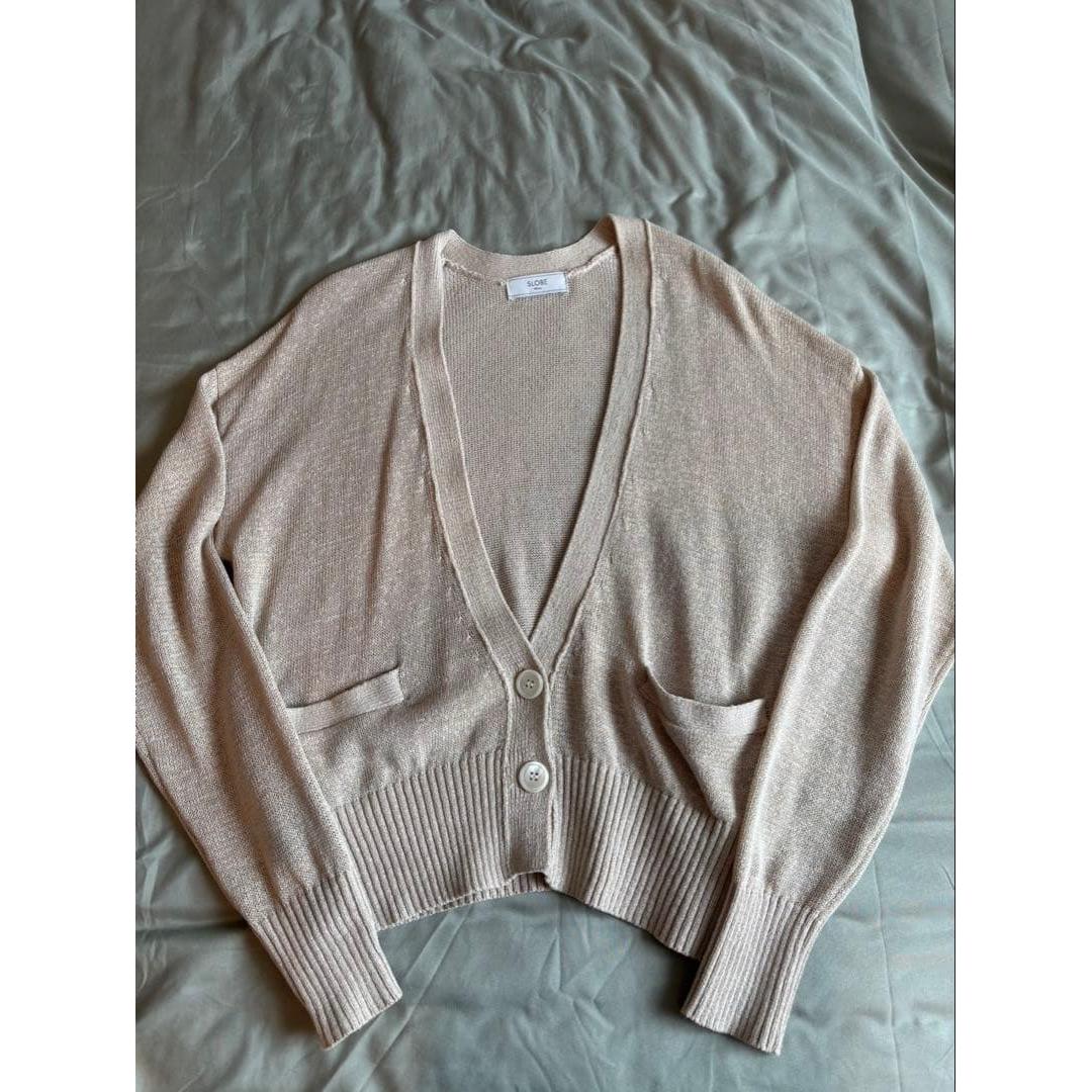 Good condition SLOBE IENA tape yarn cardigan beige free size
