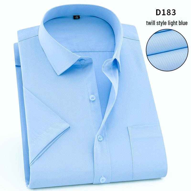 Men's Short Sleeve White Twill Dress Shirt - 40% Cotton Professional Wear
