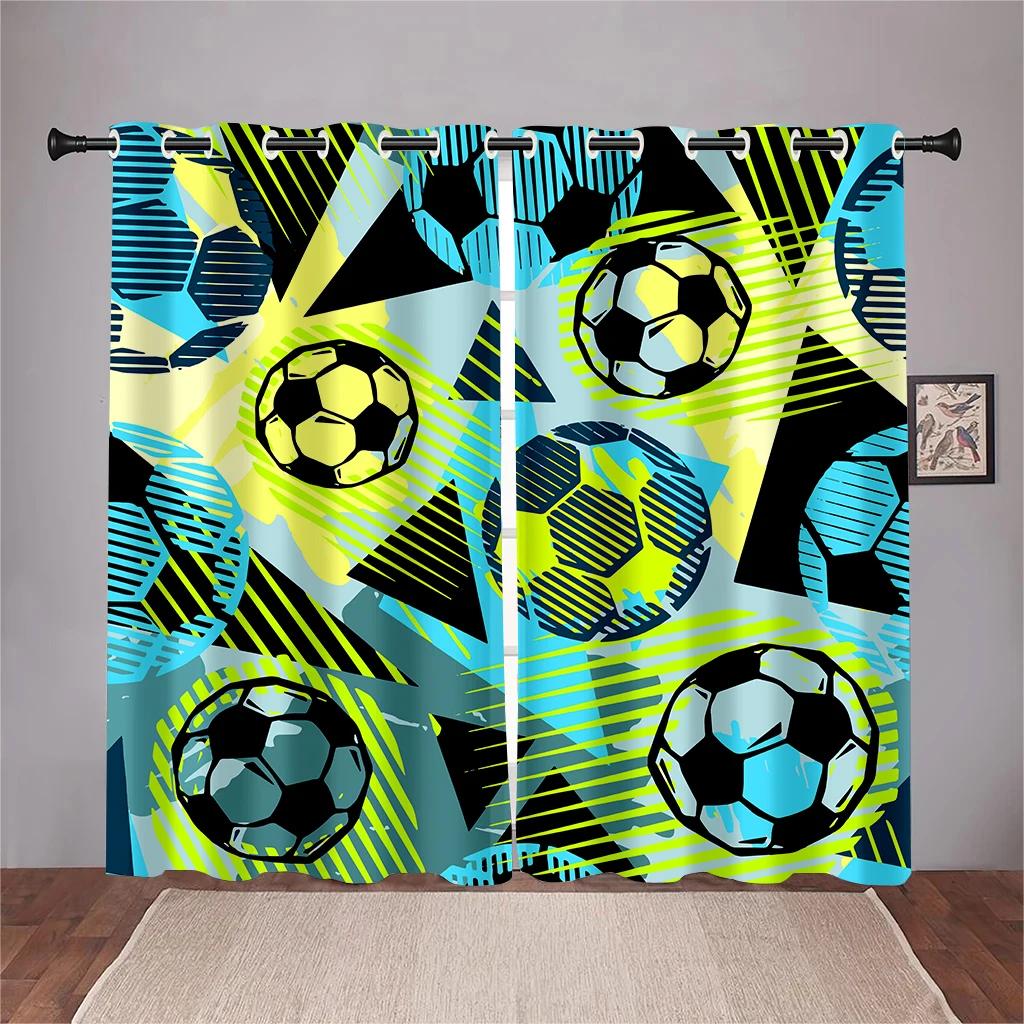 3D Fußballspieler Kickball Vorhänge Cooler Kickball Pose Muster Vorhang 2 Paneele Fußballfan Wohnzimmer Schlafzimmer Arbeitszimmer Kinderzimmer Dek