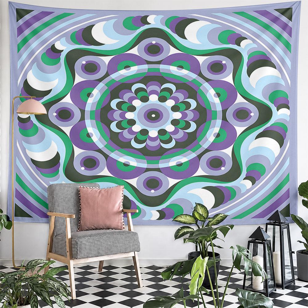 Abstract Geometric Mandala Design Pattern Wall Hanging Tapestry Decorative Tapestry Home Decor for Bedroom and Living Room