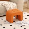 Solid Wood Upholstered Stool, Multifunctional Soft Faux Leather Low Stool for Living Room, Compact Shoe Changing Bench