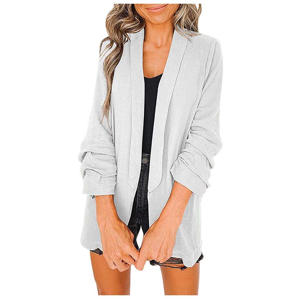 Open Casual Womens Front Lapel Cardigan Long Sleeve Work Office Suit Jacket Coat