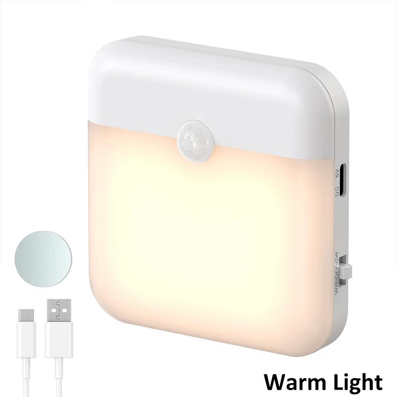 

Ночник с датчиком движения, зарядка Type-C, магнитная наклейка, настенный светильник, квадратные светильники для лестницы для освещения спальни, кухни, прихожей